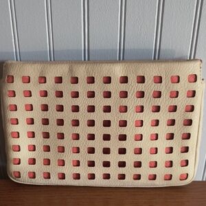 Fossil Cream and Red Cutout Clutch